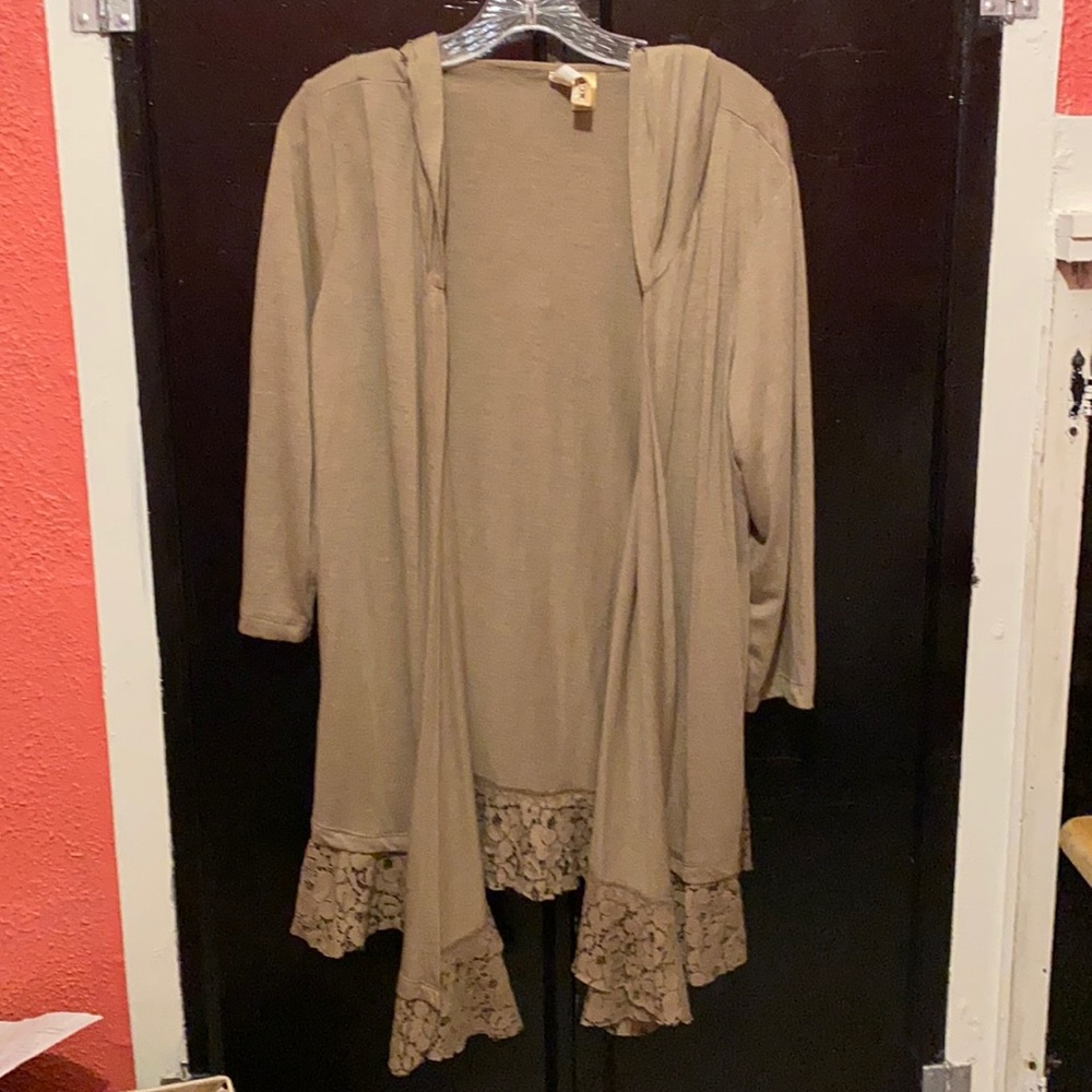 2X olive or taupe cardigan
